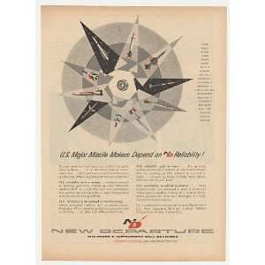 1959 Thor Mace Titan Hawk Missiles New Departure Print Ad:  