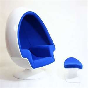   Imports FMI1113 Blue Alpha Egg Ottoman Accent Chair: Home & Kitchen