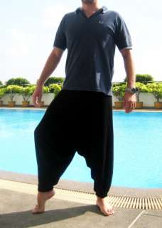 NEW men indian harem yoga dance pants BLACK fits S M L  