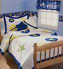 5Pc Full/QUEEN STARS MOON SPACE QUILT/Shams Blue Lime Set/Lot 