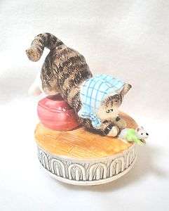 Vtg Schmid Beatrix Potter Miss Moppet Cat Figural Music Box  