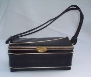 Vintage 50s Petite Black Rectangle Box Bag Handbag  