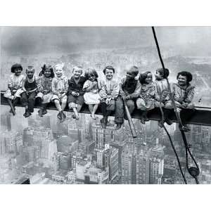   New York Kunstdruck schwarz weiss Foto Kinder über Manhattan New York