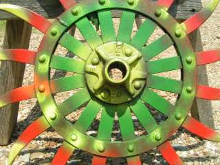 OLD Iron ROTARY Hoe TILLER Wheel metal garden art 2044  