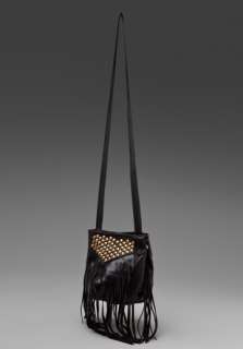 WINTERS Studded Fringe Cross Body Bag in Black Leather at Revolve 
