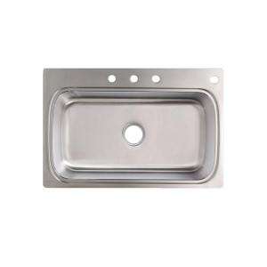  Self Rimming 33 in. x 22 in. x8.25 4 Holes Single Bowl Kitchen Sink 