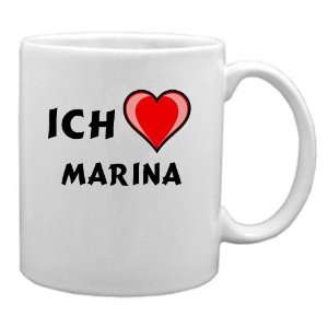 Keramische Tasse mit Ich liebe Marina Schrift  Küche 
