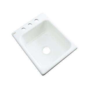   Drop In Acrylic 17x22x9 3 Hole Single Bowl Entertainment Sink in White