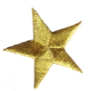 Three 1 3/4 Gold Star Embroidered Patch IronOn 150034G  