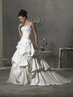 Cheap Satin White Ivory Champagne Bridal Wedding Dress Stock Size 8 10 