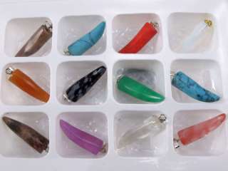Wholesale Lots Mix 50pcs Natural Stone Gemstone Pendants Findings 