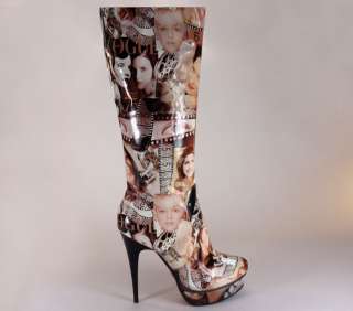 Lady Couture High Heels Ladies Boots Brown Multi All Sizes  
