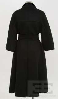Max Mara Atelier Black Cashmere Belted Full Length Coat Size 6  