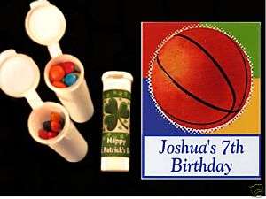 Basketball party favors personalized candy tubes  