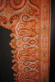 1850s FRENCH EXTRA LONG PAISLEY SHAWL 10 FEET  