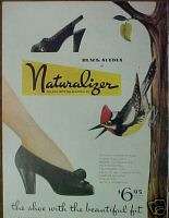 1945 WWII Naturalizer Black Suedes Women Shoes Bird AD  