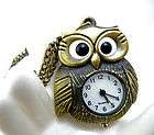 K239 FREE SHIP BIG EYE Owl Bronze Pocket Watch Necklace  