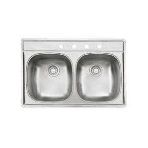  21 1/4 in. 18 Gauge Stainless Steel Double Bowl Sink with Silk Finish