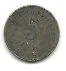 VERY NICE WORLD WAR 1 1918 A GERMAN   GERMANY 5 PFENNIG DEUTSC​HES 