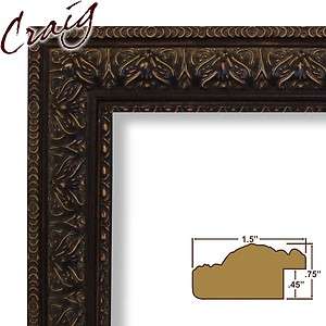 Picture Frame Ornate Aged Mahogany 1.45 Wide Complete New Wood Frame 