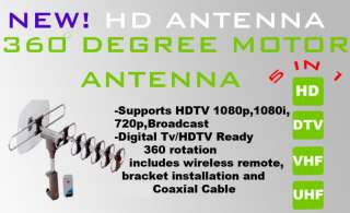NEW! AMPLIFIED ROTOR ANTENNA HDTV HD TV VHF UHF 105  