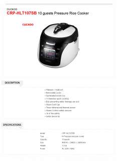 CUCKOO CRP HLT107SB 10guests pressure rice cooker  