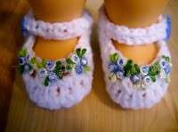BABY SHOES MARY JANE CROCHET SIZE 0 3 MONTHS  