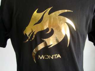 MONTA SOCCER Black & Gold LOGO T Shirt   Size Small  