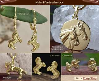 Goldene Ohrstecker Pferd ECHT GOLD 333 Kinder Ohrring  