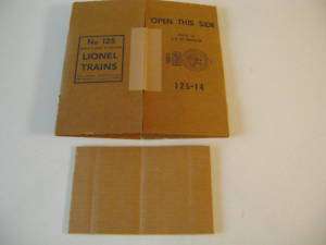 Lionel #125 Whistling Corrugated Box w/corrugated inser  