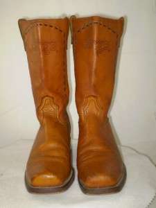 Mens vtg Dingo square toe cowboy boots tan 9.5 D  