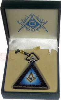 Mason Freemason Pocket Watch Unusual Triangle Seeing Eye w Keeper 
