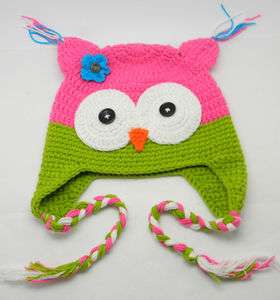   owl ear flap crochet beanie photography photo handmade hat NO.9  
