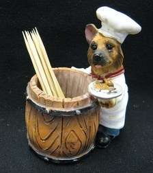GERMAN SHEPHERD CHEF DOG Toothpick Holder Figurine  