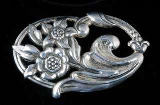   Vintage Sterling Silver PIN BROOCH Jensen esque FLORAL design  