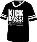 Kick Bass Mens V Neck Ringer T Shirt Fishing Boat Graphic Humor Funny