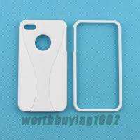 New White Hard Rubber Case Cover Skin for iPhone 4G 4S+Free Screen 