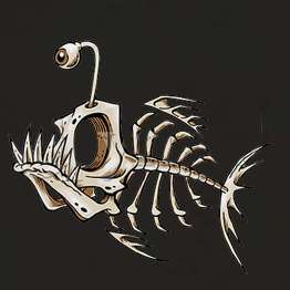 Fish skeleton bones Hoodie angler piranha sea water art  
