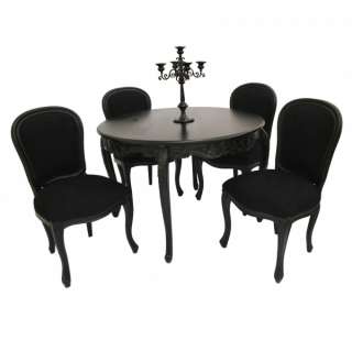 French Style Furniture Black Dining Room Table and 4 Chairs Designer 