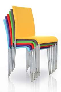 Design Stuhl Stapelstuhl Choice Bezug blau türkis chrom Stühle 