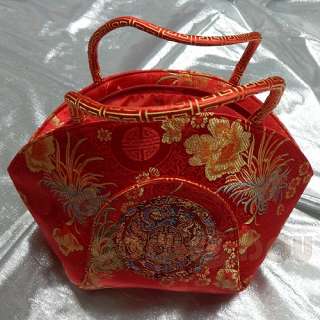 Red Chinese Brocade Bag Purse Handbag  
