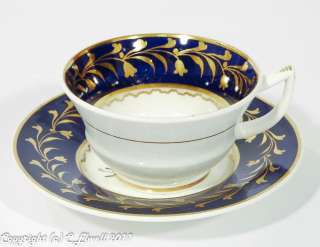Antique Rockingham Porcelain Cup & Saucer Griffin Mark  