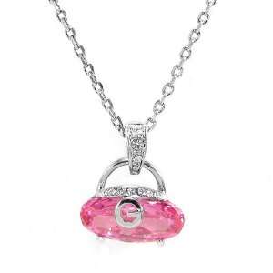  Gift   High Quality Cutie Handbag Pendant with Pink Crystal Glass 