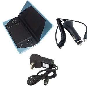 Nintendo DSi Soft Gel Silicone Skin Case Cover Blue w/ Car Charger and 