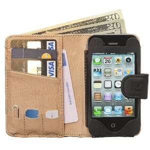  Manhattan Leather Wallet Case for iPhone 4g/4s Black /Tan 
