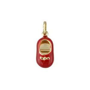  Gold Red Enamel Shoe Charm (15mm X 10mm/25mm with Bail) Jewelry
