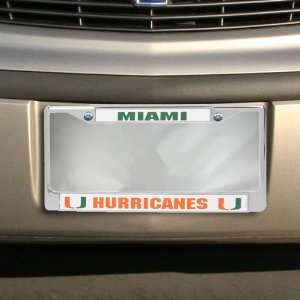    NCAA Miami Hurricanes Silver Metal License Plate Frame Automotive