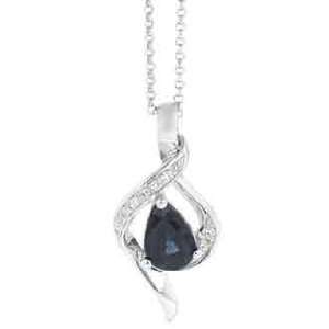  96cttw Round Diamond and Pear Shaped Blue Sapphire Necklace Jewelry