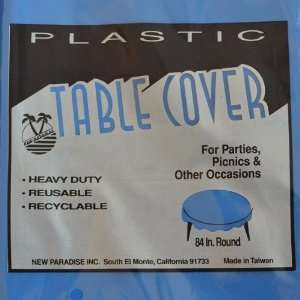  Premium Plastic 84 Round Table Cover   Royal Blue