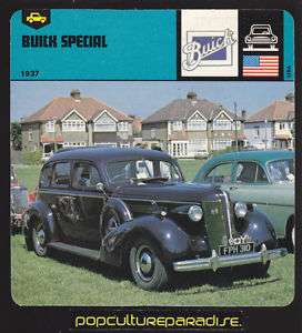 1937 BUICK SPECIAL Car Picture 1978 AUTO RALLY CARD  